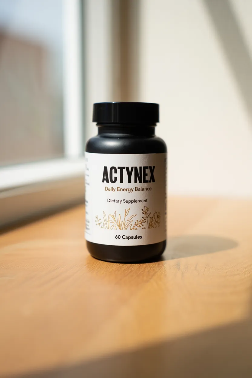 Actynex dietary supplement bottle with natural ingredients for daily energy balance